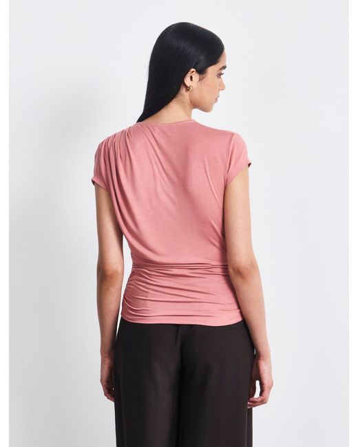 NINETY PERCENT Red Jamie Drape Top In Melon
