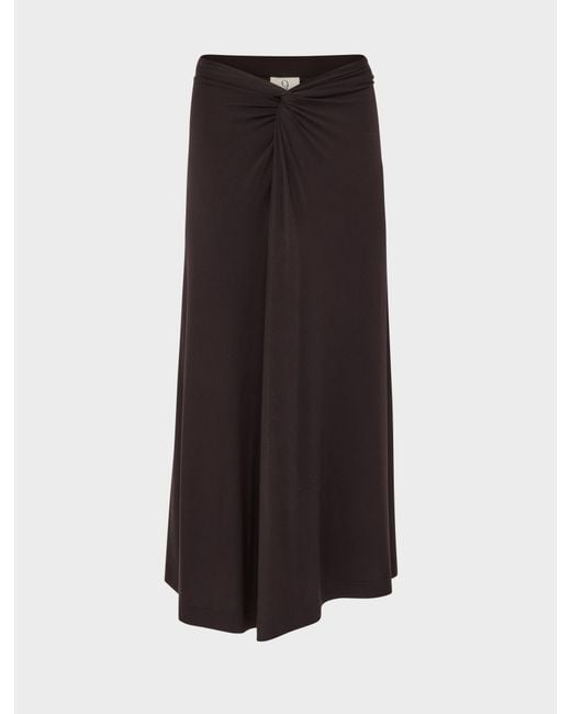 NINETY PERCENT Black Sadie Twist Midi Skirt In Bitter Chocolate