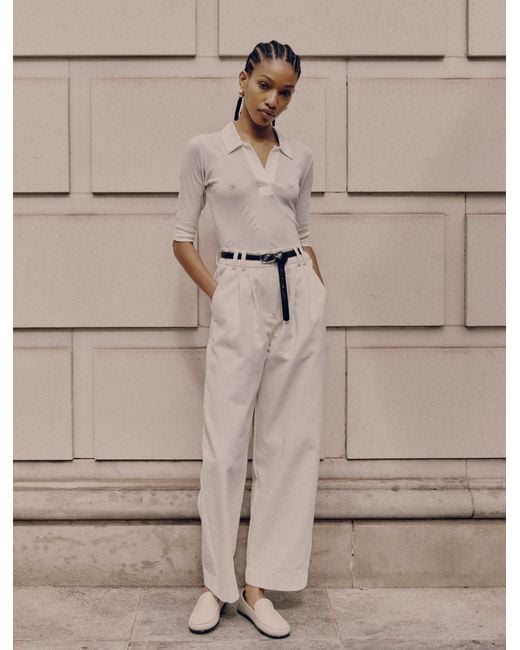 NINETY PERCENT Organic Cotton Denim Trousers In Off White