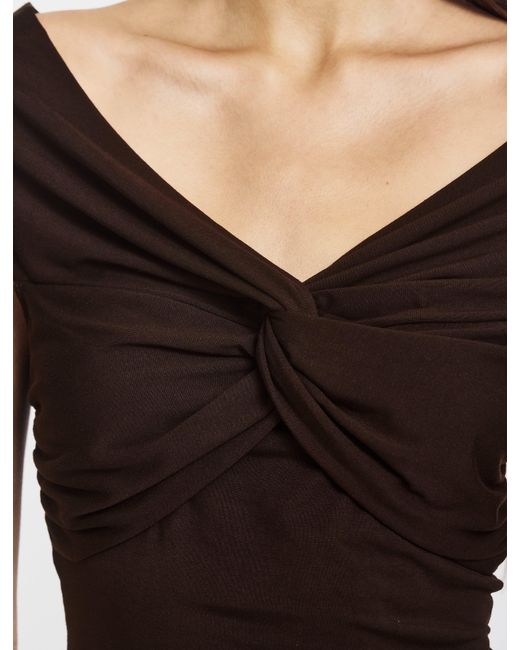 NINETY PERCENT Black Laila Twist Front Top In Bitter Chocolate