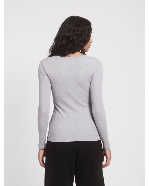 NINETY PERCENT Gray Organic Cotton Ribbed Button Front Top