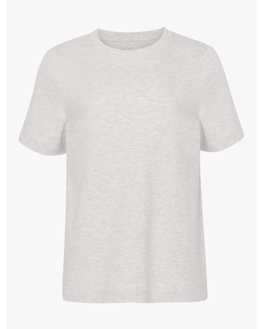 NINETY PERCENT White Compact Cotton Oversized T-shirt In Light Grey Marl