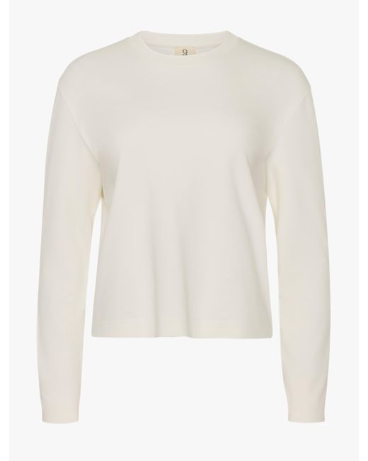 NINETY PERCENT Compact Cotton Long Sleeve T-shirt In Off White