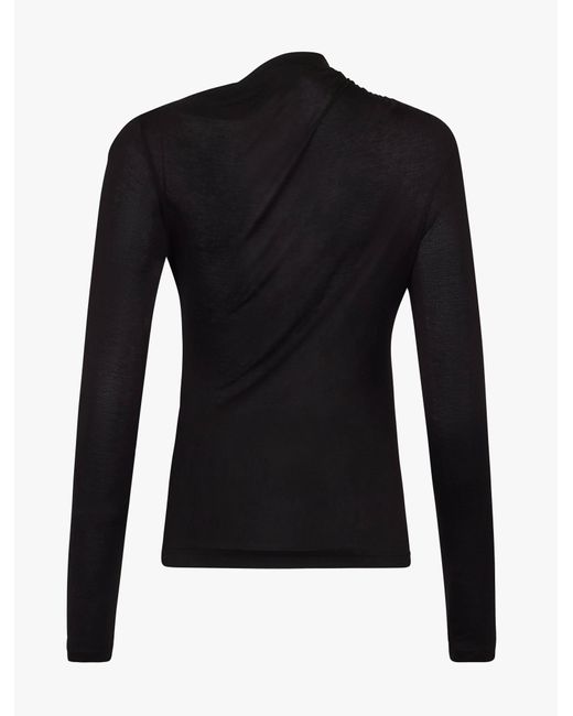 NINETY PERCENT Iphis Draped Long Sleeve Top In Black