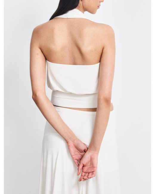 NINETY PERCENT White Lenny Wrap Front Halter In Chalk