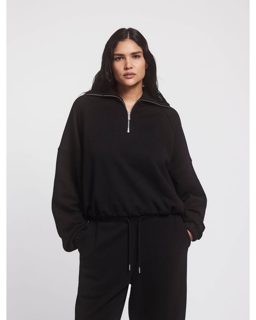 NINETY PERCENT Classic Half Zip Sweatshirt In Black