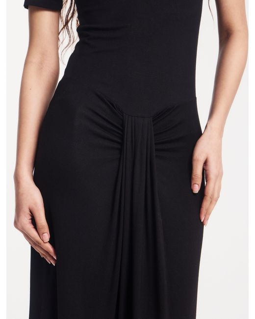 NINETY PERCENT Blue Nell Sarong Skirt Funnel Neck Dress In Black