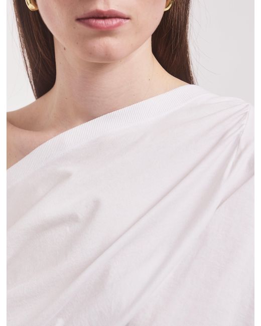 NINETY PERCENT Black Agathi Draped Top In White