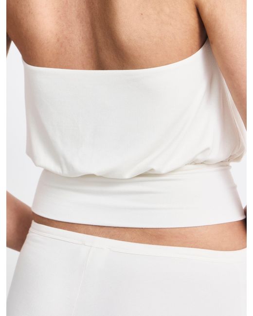 NINETY PERCENT White Lenny Wrap Front Halter In Chalk