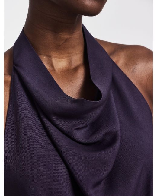 NINETY PERCENT Blue Kayla Halterneck Top In Aubergine