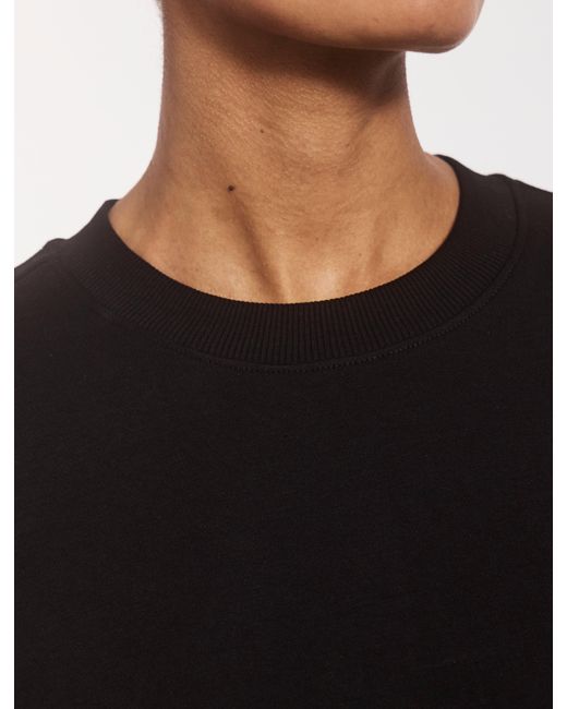 NINETY PERCENT Compact Cotton Long Sleeve T-shirt In Black