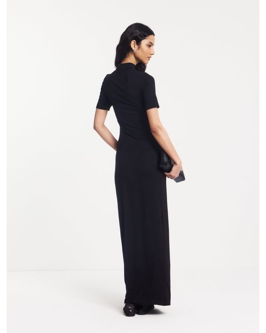 NINETY PERCENT Blue Nell Sarong Skirt Funnel Neck Dress In Black