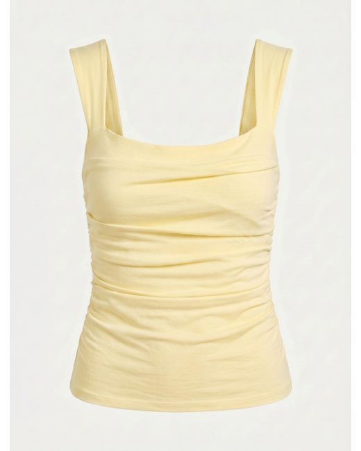 NINETY PERCENT Green Aki Cami Top In Lemon