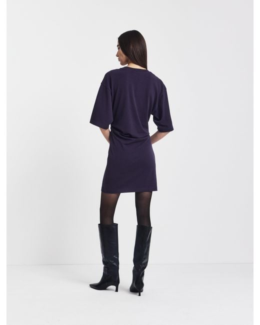 NINETY PERCENT Blue Raya T-shirt Dress In Aubergine