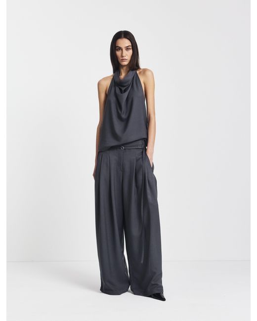 NINETY PERCENT Blue Evie Wide Leg Trouser In Magnet