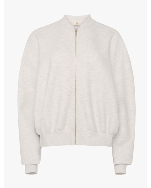 NINETY PERCENT Natural Classic Lounge Zip Jacket In Oatmeal Marl