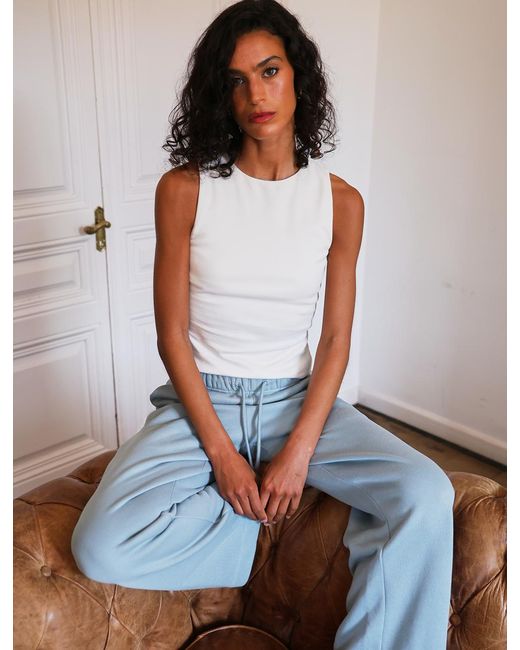 NINETY PERCENT Brown Straight Leg Sweatpant In Powder Blue