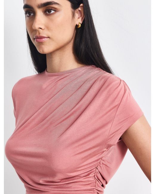 NINETY PERCENT Red Jamie Drape Top In Melon