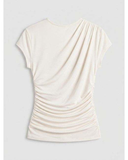 NINETY PERCENT White Jamie Drape Top In Chalk