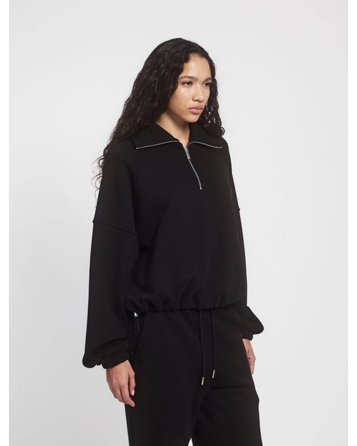 NINETY PERCENT Classic Half Zip Sweatshirt In Black