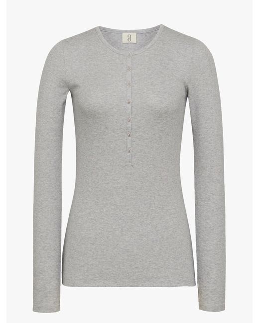NINETY PERCENT Gray Organic Cotton Ribbed Button Front Top