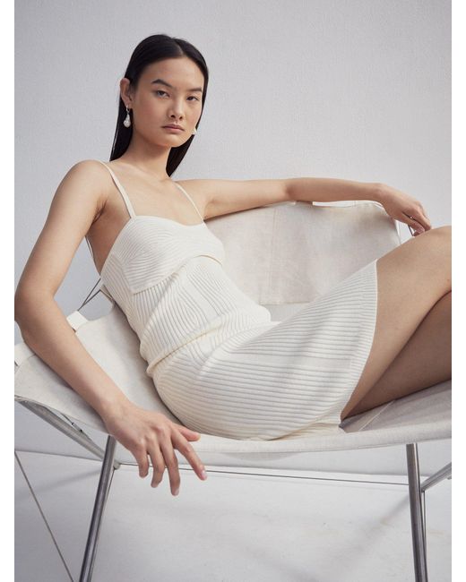 NINETY PERCENT Gray Deira Dress In Pale Magnolia