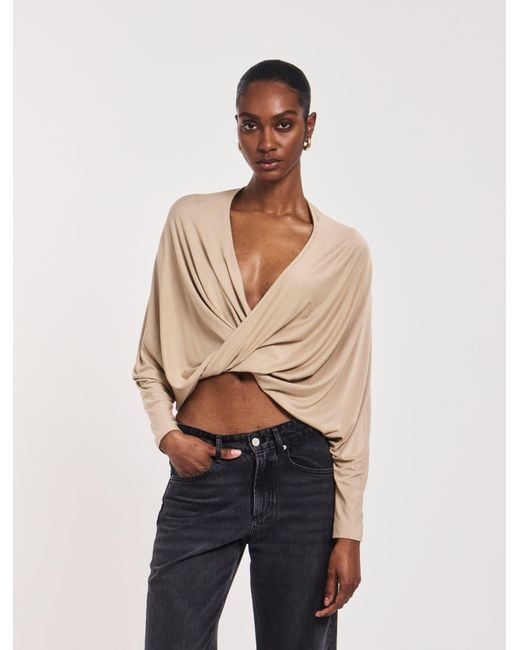 NINETY PERCENT Natural Harper Twist Front Top In Taupe