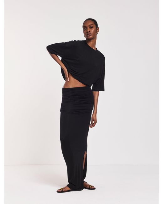 NINETY PERCENT Blue Leah Ruched Maxi Skirt In Black