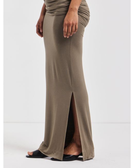 NINETY PERCENT White Leah Ruched Maxi Skirt In Sage