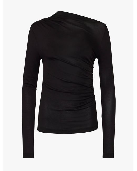 NINETY PERCENT Iphis Draped Long Sleeve Top In Black