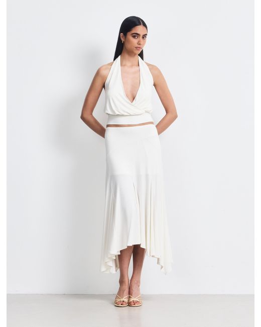 NINETY PERCENT White Lenny Wrap Front Halter In Chalk