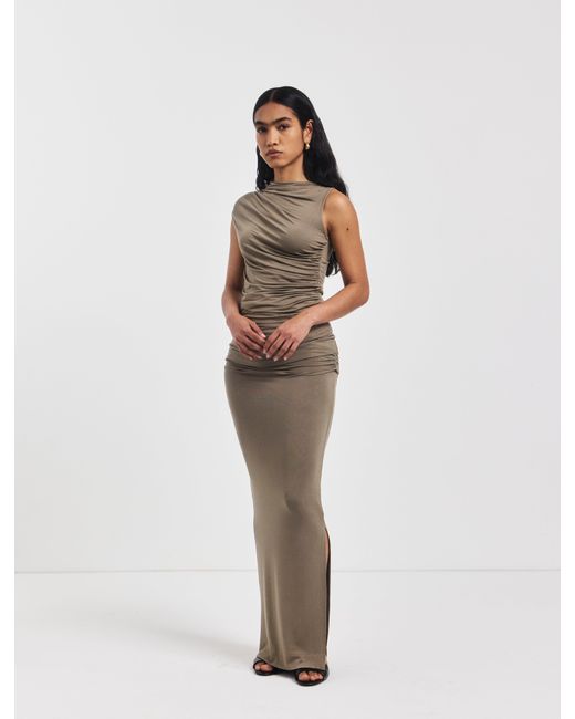 NINETY PERCENT White Leah Ruched Maxi Skirt In Sage