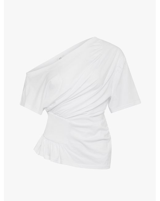 NINETY PERCENT Black Agathi Draped Top In White