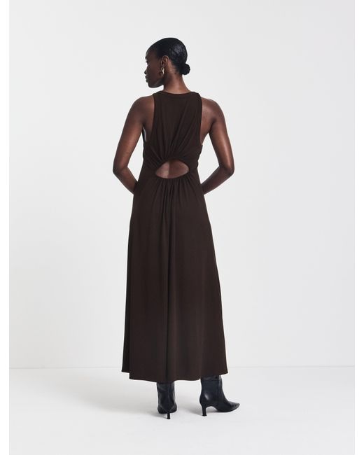 NINETY PERCENT White Pelias Dress In Bitter Chocolate