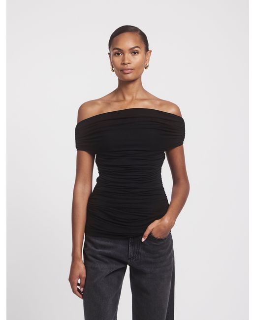 NINETY PERCENT Noho Micromodal Ruched Top In Black