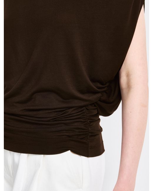 NINETY PERCENT Black Mika Drape Tee In Bitter Chocolate