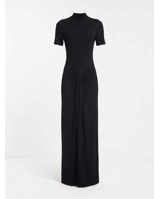 NINETY PERCENT Blue Nell Sarong Skirt Funnel Neck Dress In Black
