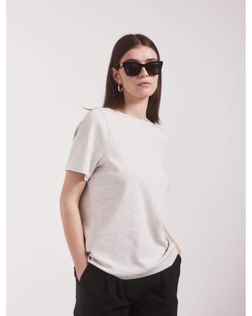 NINETY PERCENT White Compact Cotton Oversized T-shirt In Light Grey Marl