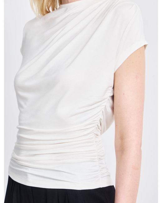 NINETY PERCENT White Jamie Drape Top In Chalk