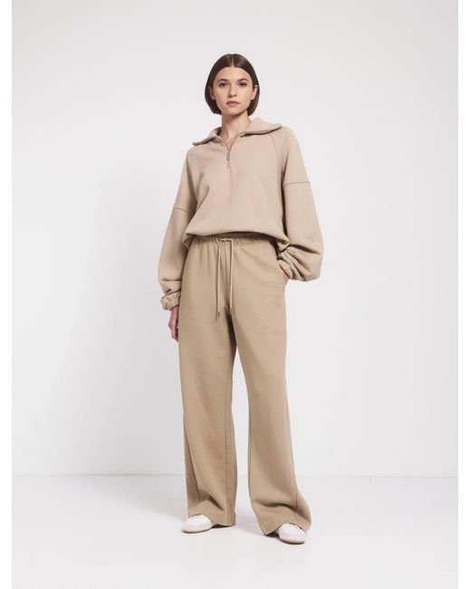 NINETY PERCENT Natural Straight Leg Sweatpant In Taupe