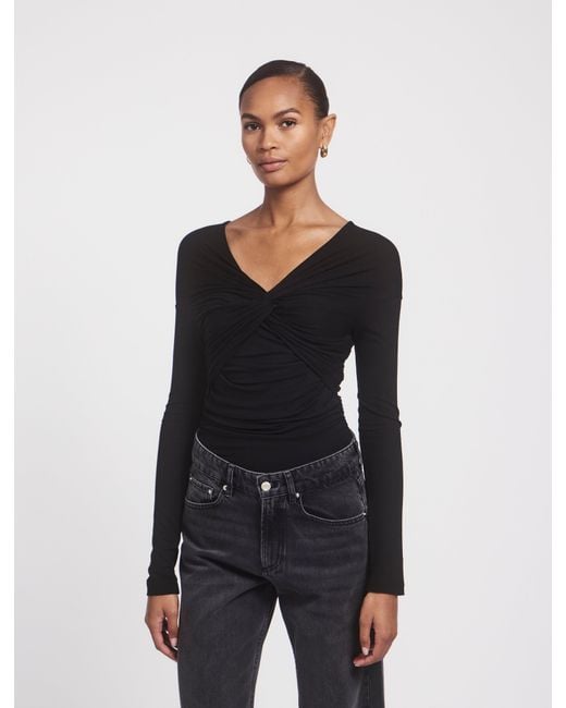 NINETY PERCENT Vesta Micromodal Knot Long Sleeve Top In Black