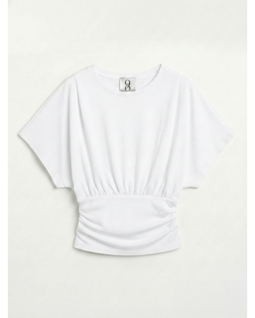 NINETY PERCENT White Wren Rouch Hem Tee In Chalk