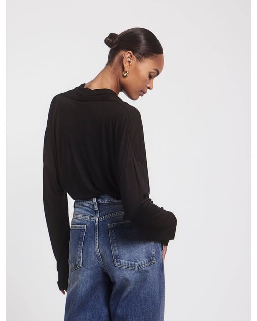 NINETY PERCENT Calix Draped Top In Black