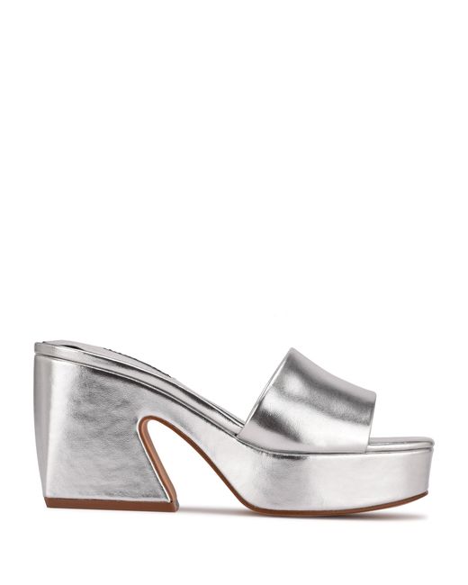 Nine West Oklee Platform Slide Sandals in Silver (Metallic) - Lyst