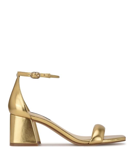 Nine West Gretal Ankle Strap Block Heel Sandals in Gold (Metallic) - Lyst