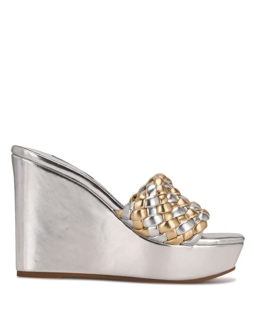 Nine West Kat Platform Slide Sandals in Metallic - Lyst