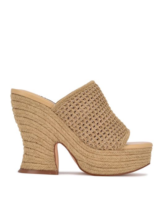 Nine West Fefee Platform Slide Sandals in Natural | Lyst