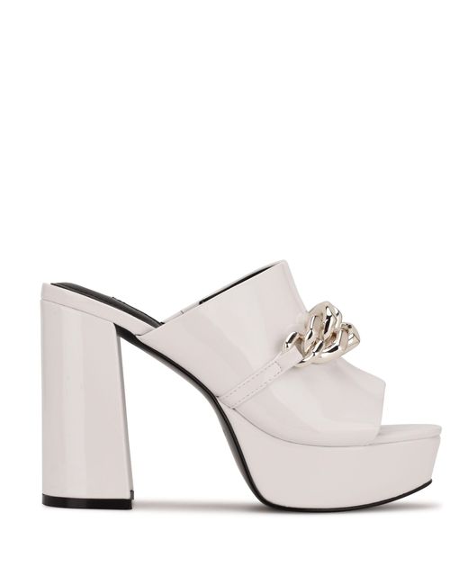 Nine West Relee Platform Slide Sandals in White - Lyst