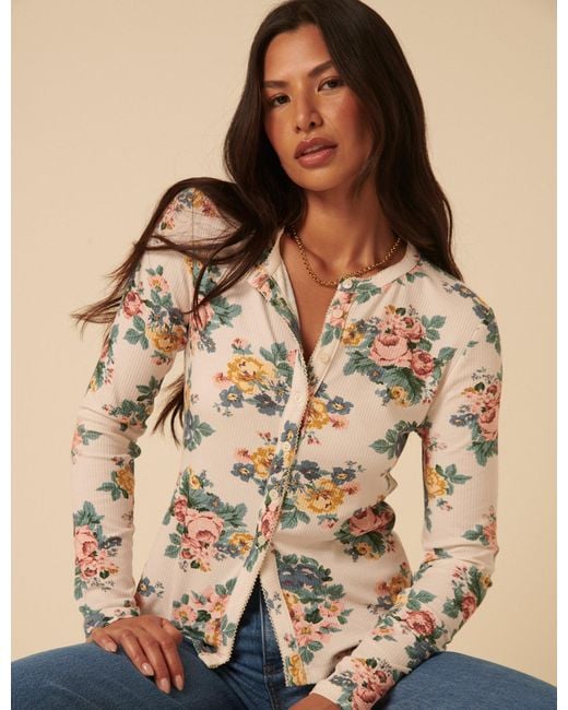 Nobody's Child Brown Floral Printed Cardigan