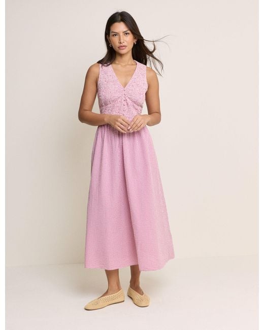 Nobody's Child Pink Gingham Sleeveless Eliza Midi Dress